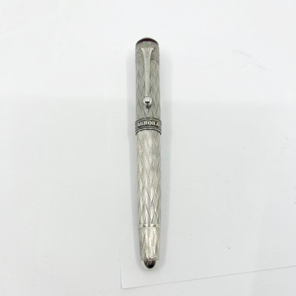 Aurora 80th Anniversary Sterling Silver Limited Edition Fountain Pen-Medium 18kt Gold Nib
