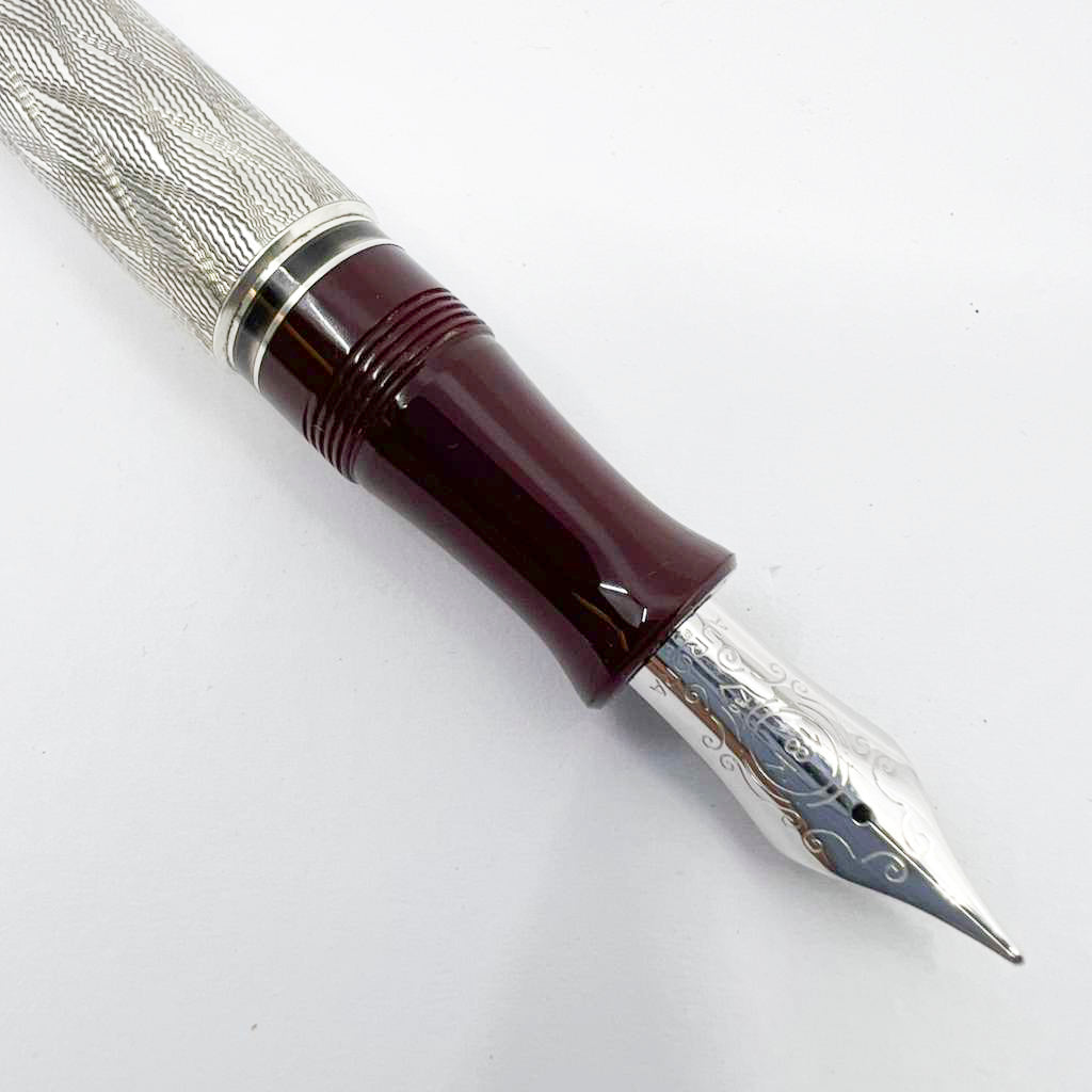 Aurora 80th Anniversary Sterling Silver Limited Edition Fountain Pen-Medium 18kt Gold Nib