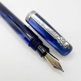 Marlen Chagall Marbled Blue Fountain Pen - Broad 18kt Gold  Nib