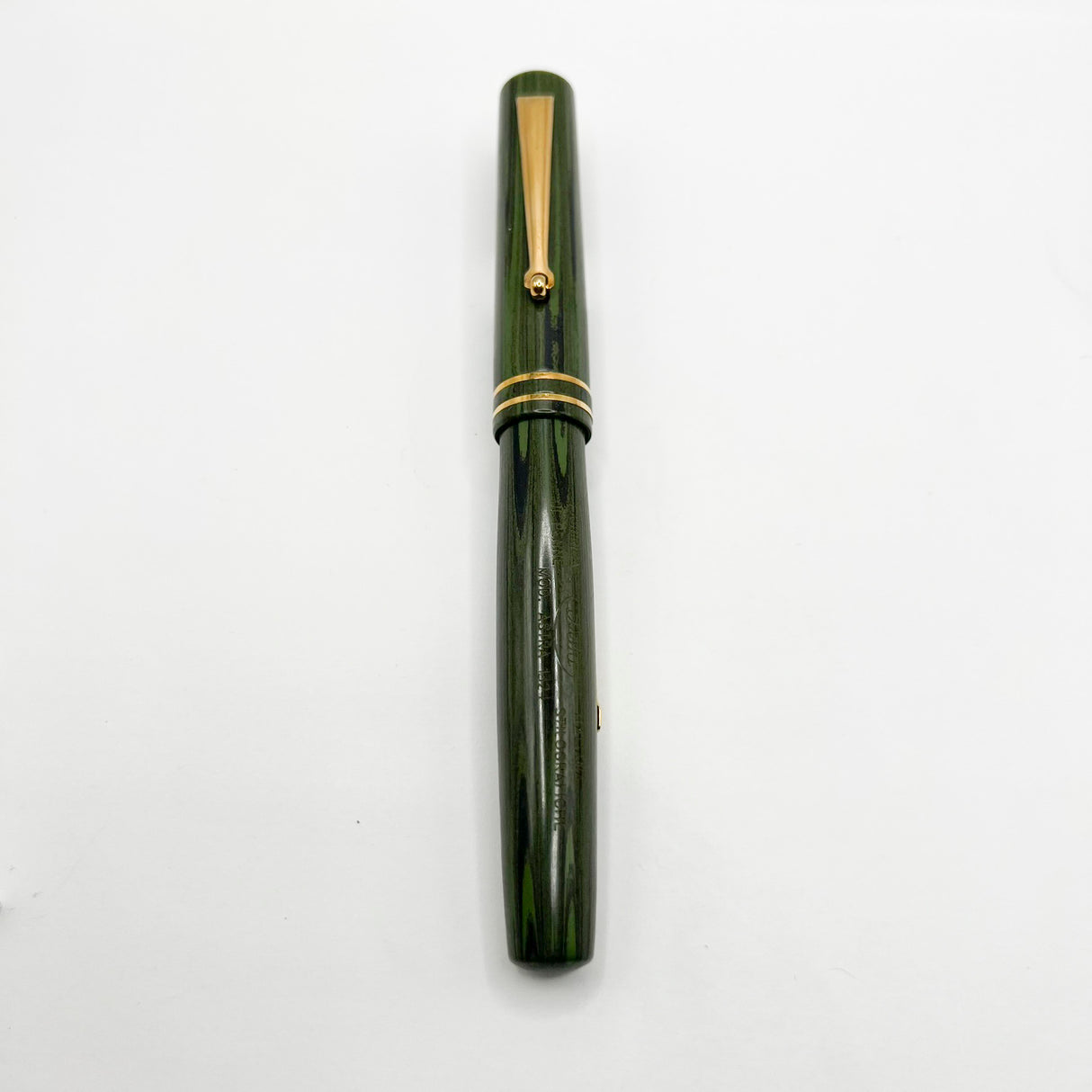 Delta Special Edition Astra Green/Black Ripple Ebonite Fountain Pen (1995) - Flexible Fine 18kt Gold Nib