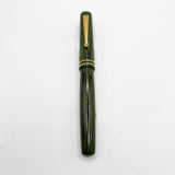 Delta Special Edition Astra Green/Black Ripple Ebonite Fountain Pen (1995) - Flexible Fine 18kt Gold Nib