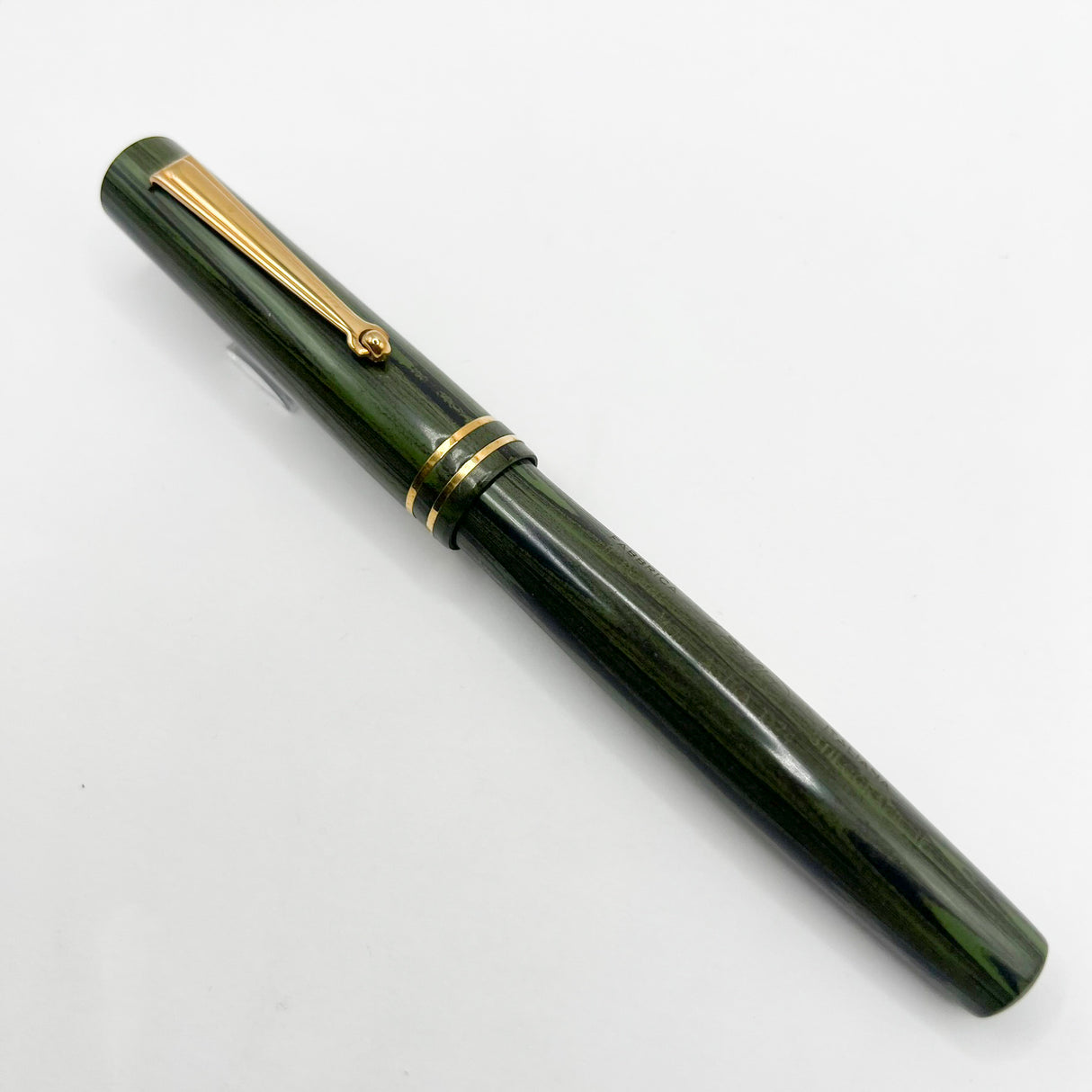 Delta Special Edition Astra Green/Black Ripple Ebonite Fountain Pen (1995) - Flexible Fine 18kt Gold Nib