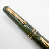 Delta Special Edition Astra Green/Black Ripple Ebonite Fountain Pen (1995) - Flexible Fine 18kt Gold Nib