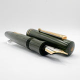 Delta Special Edition Astra Green/Black Ripple Ebonite Fountain Pen (1995) - Flexible Fine 18kt Gold Nib