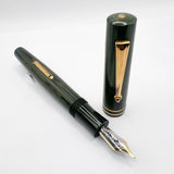 Delta Special Edition Astra Green/Black Ripple Ebonite Fountain Pen (1995) - Flexible Fine 18kt Gold Nib