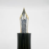 Delta Special Edition Astra Green/Black Ripple Ebonite Fountain Pen (1995) - Flexible Fine 18kt Gold Nib