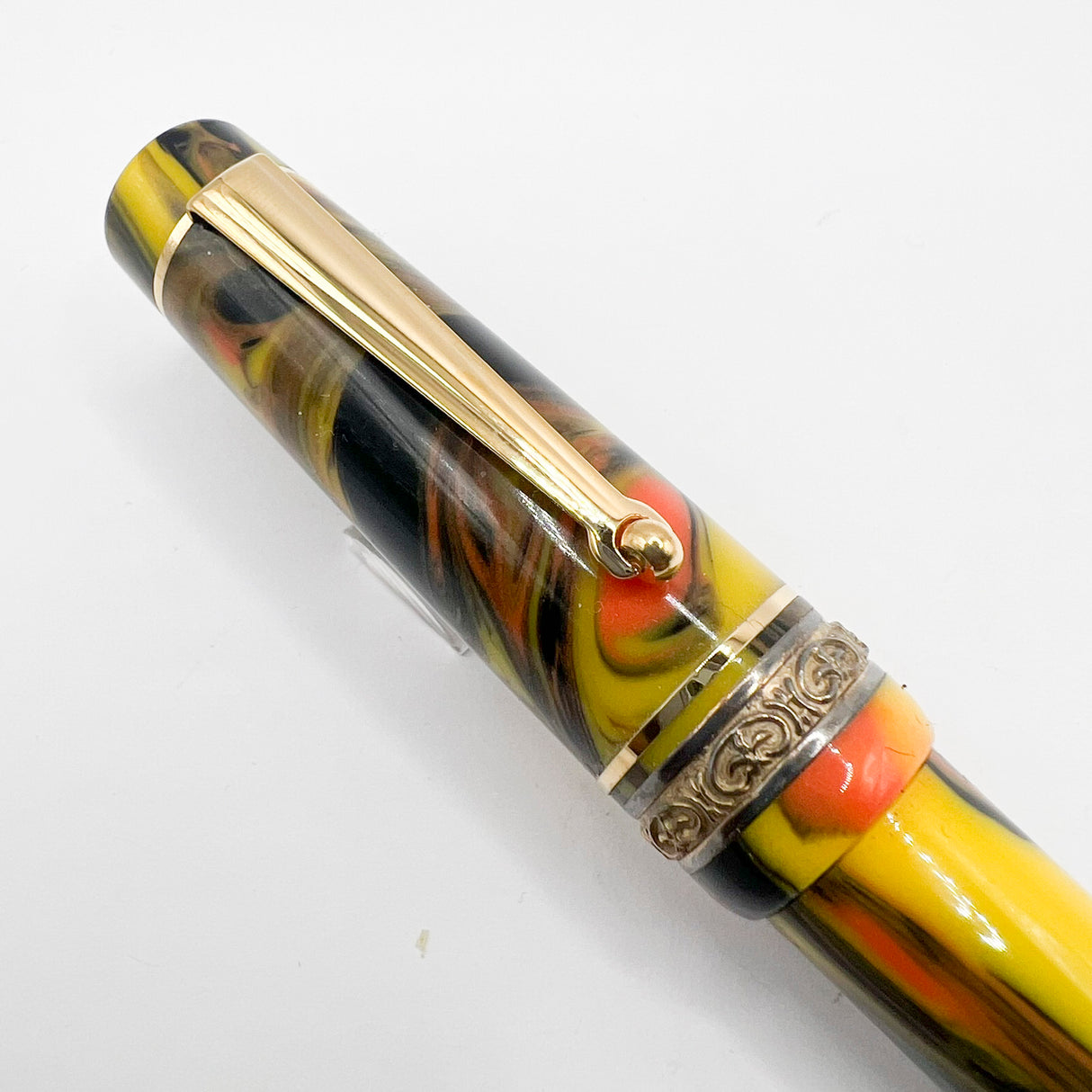 Delta Gallery Ballpoint Pen - Bright Yellow Background with Orange, Brown and Black Brushstrokes