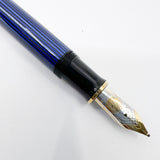 Pelikan Souveran M800 Black Cap/Blue Striped Barrel Fountain Pen - Broad 18kt Gold Nib