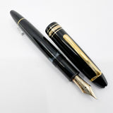 Montblanc Black Meisterstuck #146 LeGrand Fountain Pen -  Extra Fine 14kt Gold Nib (Flexes to Broad Width)