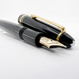 Montblanc Black Meisterstuck #146 LeGrand Fountain Pen -  Extra Fine 14kt Gold Nib (Flexes to Broad Width)