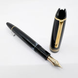 Montblanc Black Meisterstuck #146 LeGrand Fountain Pen -  Extra Fine 14kt Gold Nib (Flexes to Broad Width)