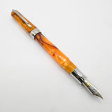 Visconti Opera Fountain Pen with Burgundy Streaking on Amber Backdrop - Medium 14kt Gold Nib