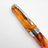 Visconti Opera Fountain Pen with Burgundy Streaking on Amber Backdrop - Medium 14kt Gold Nib