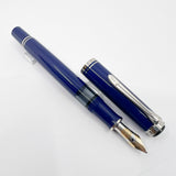Pelikan M405 Solid Blue Special Edition Fountain Pen - Flexible Broad 18C Gold Nib