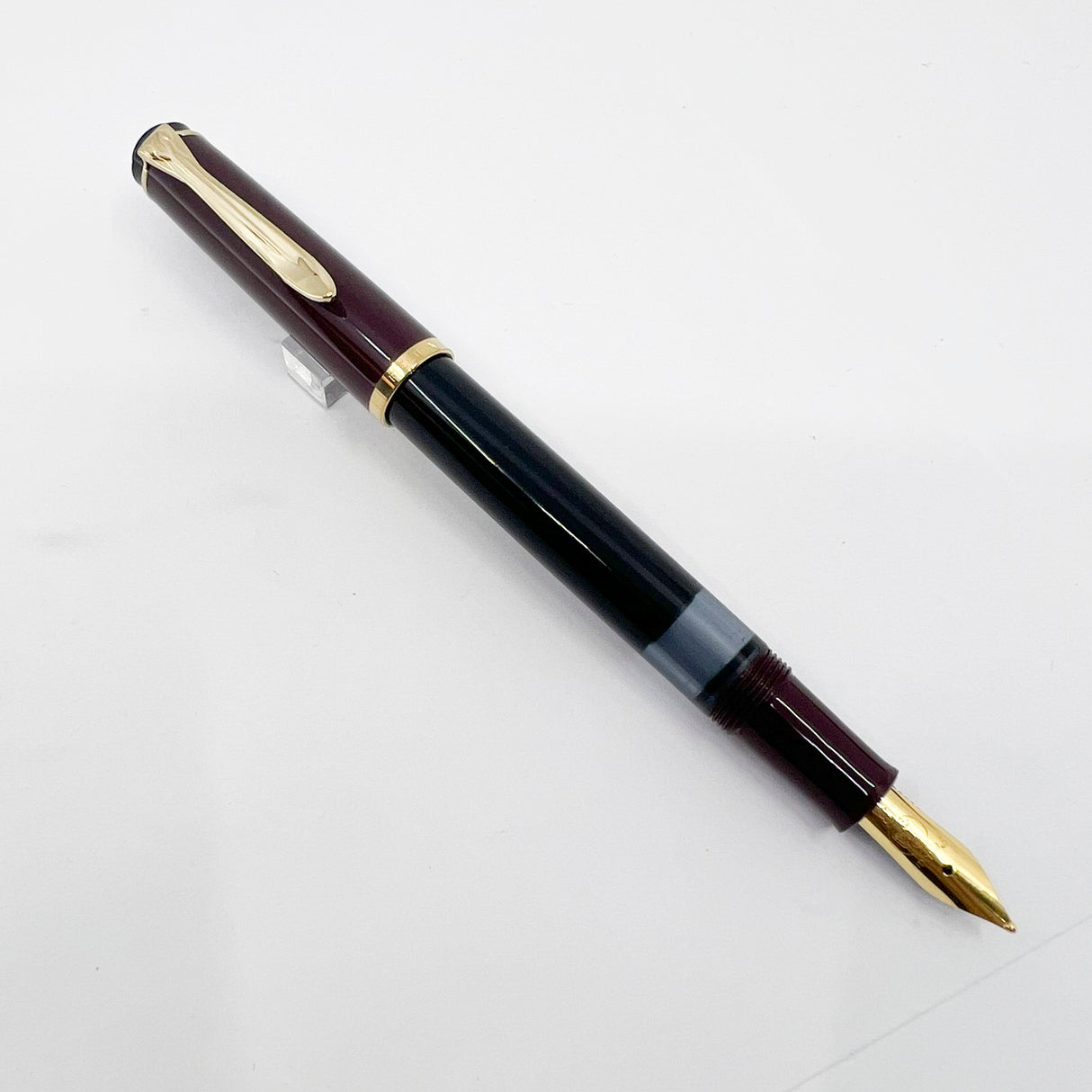 Pelikan M150 Burgundy & Black Fountain Pen - Broad Gold-Plated Nib