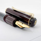 Pelikan M150 Burgundy & Black Fountain Pen - Broad Gold-Plated Nib