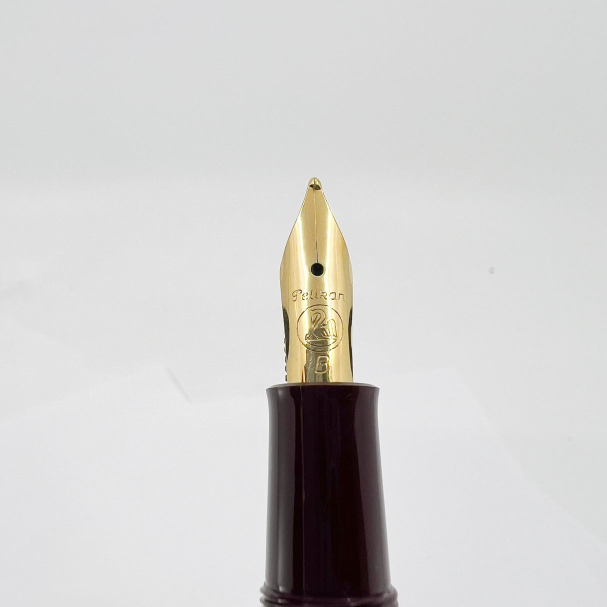 Pelikan M150 Burgundy & Black Fountain Pen - Broad Gold-Plated Nib
