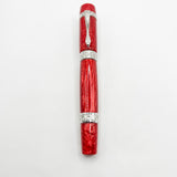 Ancora (Italy) Striated Lustrous Red  Perla Fountain Pen - Flexible Medium 18kt Gold Nib