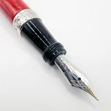 Ancora (Italy) Striated Lustrous Red  Perla Fountain Pen - Flexible Medium 18kt Gold Nib