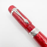 Ancora (Italy) Striated Lustrous Red  Perla Fountain Pen - Flexible Medium 18kt Gold Nib