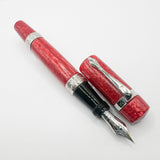 Ancora (Italy) Striated Lustrous Red  Perla Fountain Pen - Flexible Medium 18kt Gold Nib