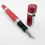 Ancora (Italy) Striated Lustrous Red  Perla Fountain Pen - Flexible Medium 18kt Gold Nib