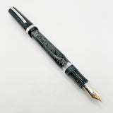 Visconti Oversized Wall Street Limited Edition Glittering Silver Gray Striped Celluloid Fountain Pen - Medium 18kt Gold Nib