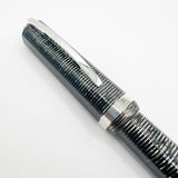 Visconti Oversized Wall Street Limited Edition Glittering Silver Gray Striped Celluloid Fountain Pen - Medium 18kt Gold Nib