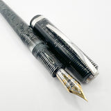 Visconti Oversized Wall Street Limited Edition Glittering Silver Gray Striped Celluloid Fountain Pen - Medium 18kt Gold Nib