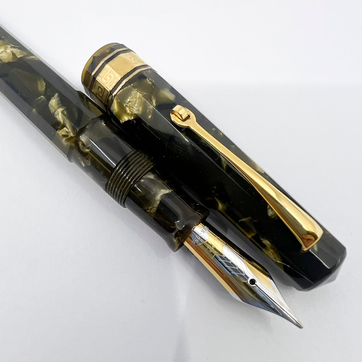 OMAS Paragon Green Saft Celluloid  Fountain Pen - Flexible Medium 18kt Gold Nib