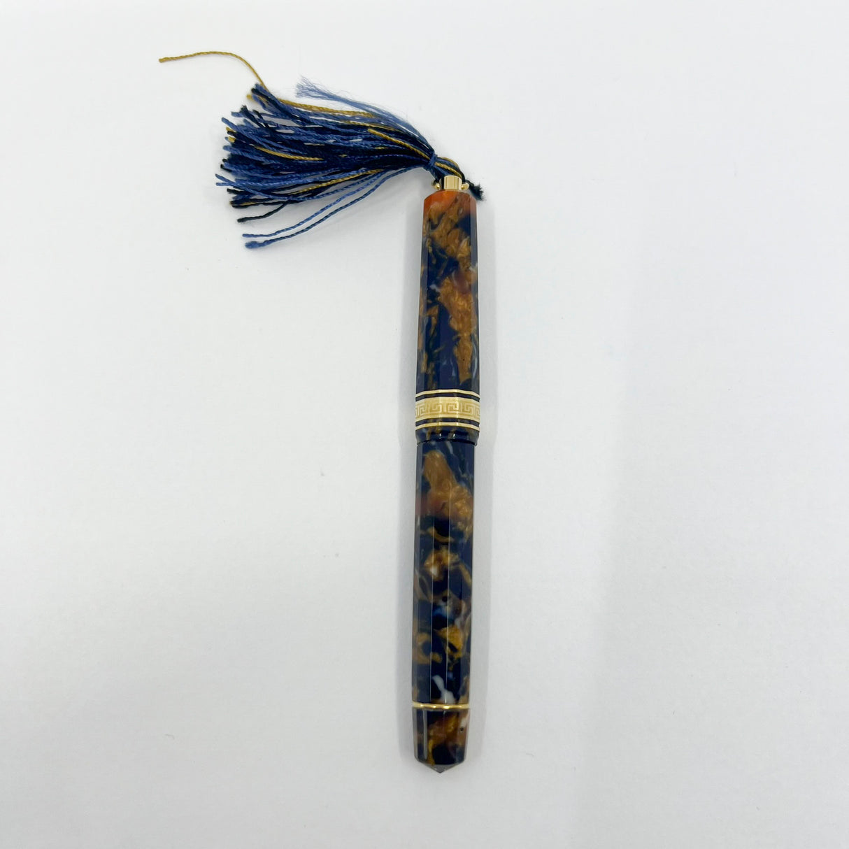 OMAS Princess Paragon Extra Blue Saffron Celluloid Fountain Pen - Semi-Flexible Medium 18kt Gold Nib