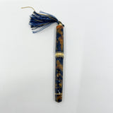 OMAS Princess Paragon Extra Blue Saffron Celluloid Fountain Pen - Semi-Flexible Medium 18kt Gold Nib