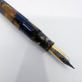 OMAS Princess Paragon Extra Blue Saffron Celluloid Fountain Pen - Semi-Flexible Medium 18kt Gold Nib