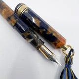 OMAS Princess Paragon Extra Blue Saffron Celluloid Fountain Pen - Semi-Flexible Medium 18kt Gold Nib