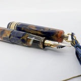 OMAS Princess Paragon Extra Blue Saffron Celluloid Fountain Pen - Semi-Flexible Medium 18kt Gold Nib