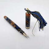 OMAS Princess Paragon Extra Blue Saffron Celluloid Fountain Pen - Semi-Flexible Medium 18kt Gold Nib