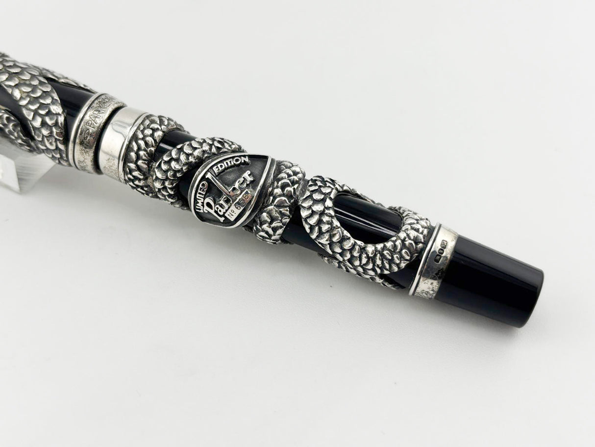 Parker Snake .925 Sterling Silver Overlay Limited Edition Fountain Pen - Medium 18kt Gold Nib