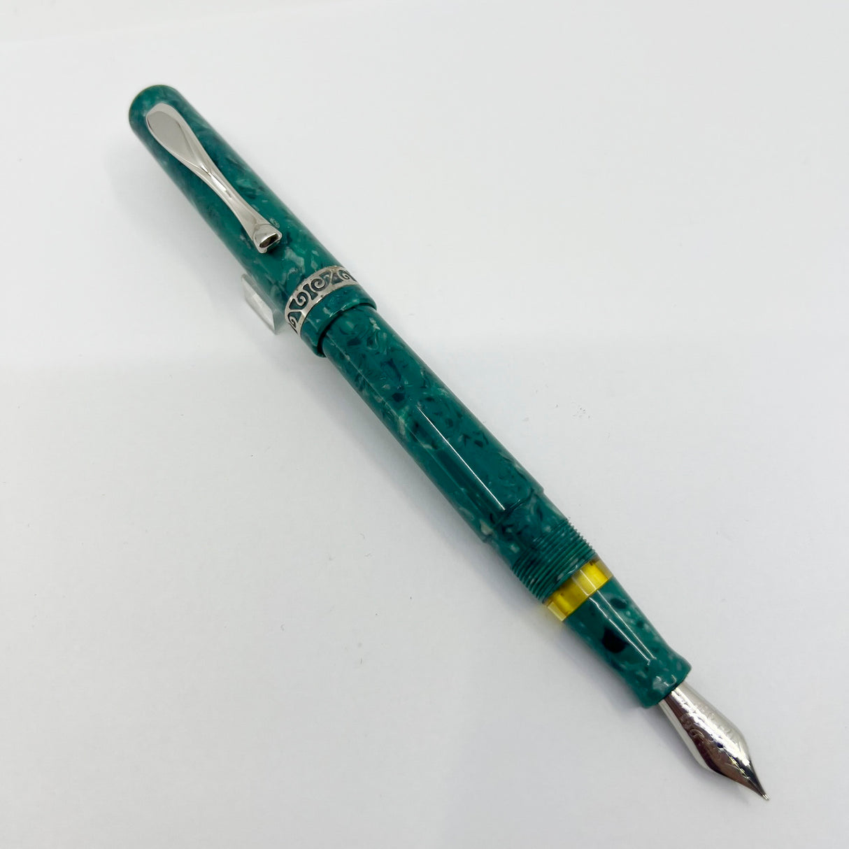 Visconti  Florentia Turquoise Green Celluloid LE Fountain Pen Honoring  Casa delle Stilografica 50th Anniversary - Medium 18kt Gold Nib