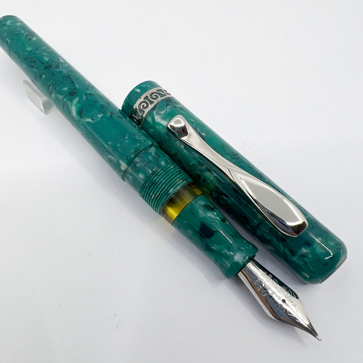 Visconti  Florentia Turquoise Green Celluloid LE Fountain Pen Honoring  Casa delle Stilografica 50th Anniversary - Medium 18kt Gold Nib