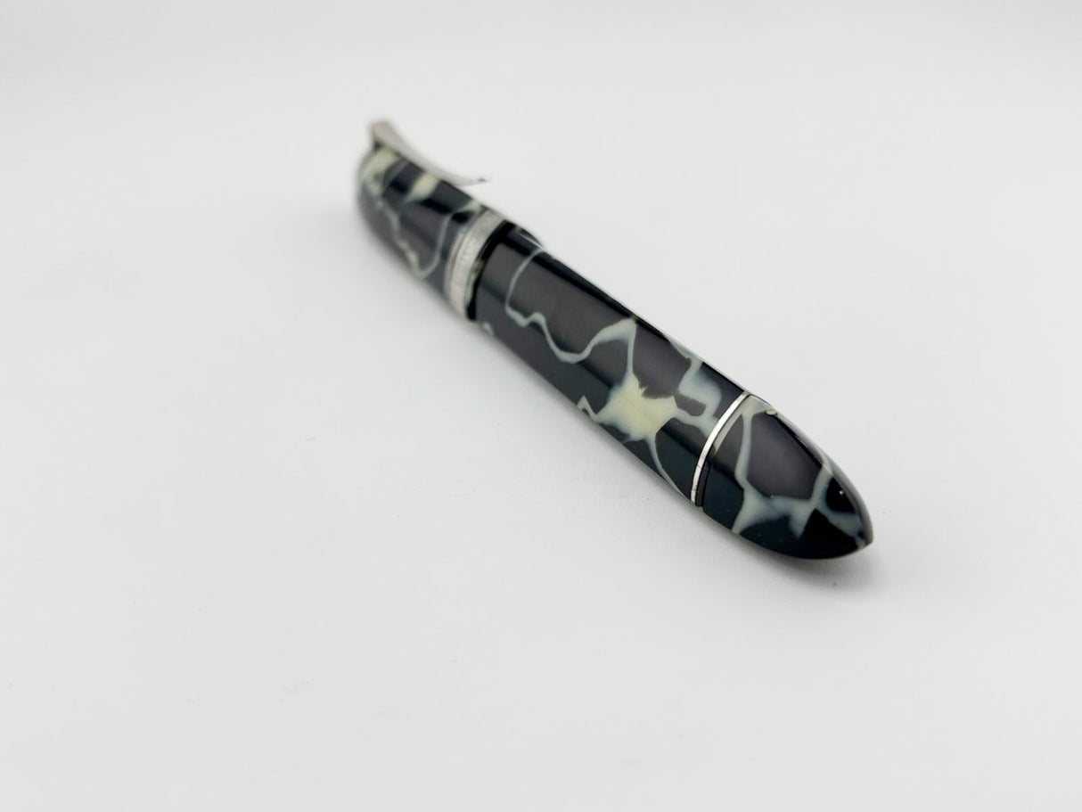 OMAS #360 "Wild" Black & Pearl Celluloid Triangular Fountain Pen - Medium 18kt Gold Nib