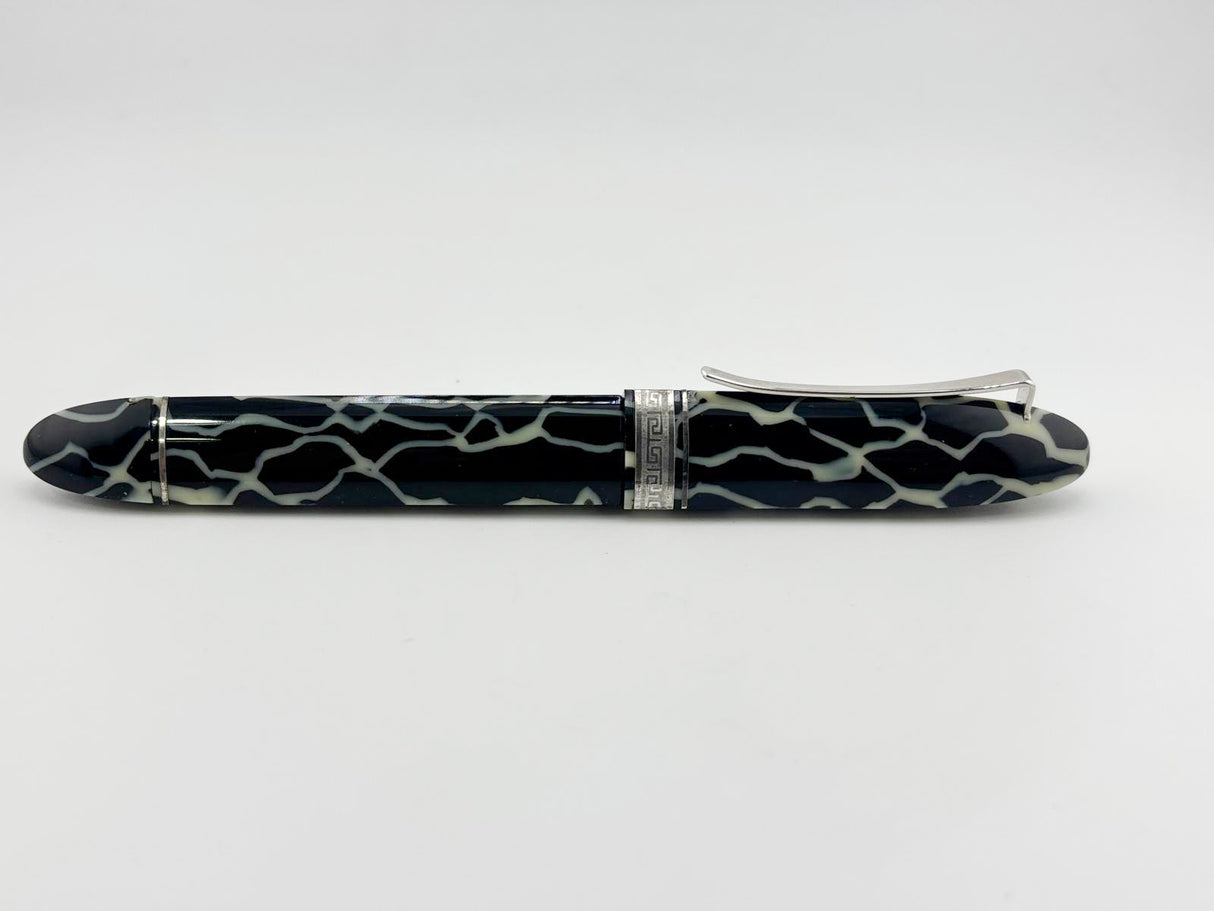 OMAS #360 "Wild" Black & Pearl Celluloid Triangular Fountain Pen - Medium 18kt Gold Nib