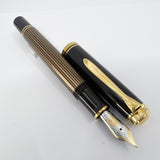 Pelikan M800  Brown  Striped Barrel/Solid Brown Cap  Fountain Pen - Medium 18kt Gold Nib