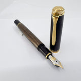 Pelikan M800  Brown  Striped Barrel/Solid Brown Cap  Fountain Pen - Medium 18kt Gold Nib