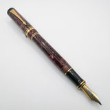 Parker Centennial (Largest Size) Marbled Maroon Duofold Fountain Pen (1989) - Broad Oblique (#89) 18kt Gold Nib