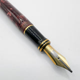 Parker Centennial (Largest Size) Marbled Maroon Duofold Fountain Pen (1989) - Broad Oblique (#89) 18kt Gold Nib