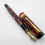 Parker Centennial (Largest Size) Marbled Maroon Duofold Fountain Pen (1989) - Broad Oblique (#89) 18kt Gold Nib