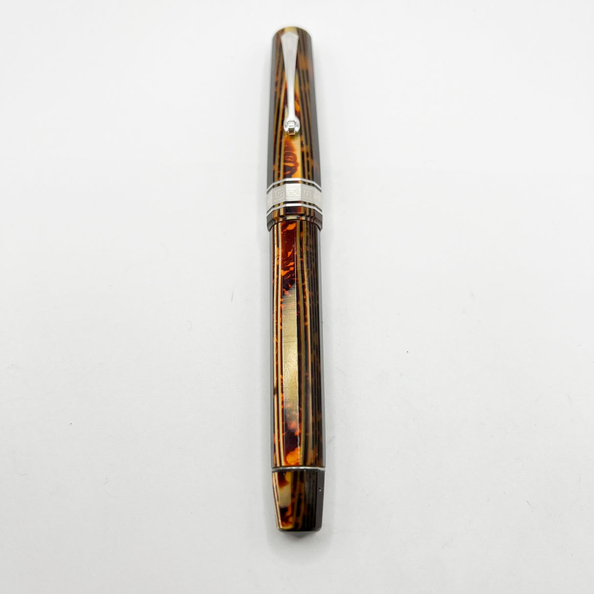 OMAS Original Style Arte Italiana Arco Bronze Celluloid Paragon Fountain Pen (Circa 2000) - High Tech Trim - Fine 18kt Gold Nib
