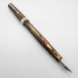 OMAS Original Style Arte Italiana Arco Bronze Celluloid Paragon Fountain Pen (Circa 2000) - High Tech Trim - Fine 18kt Gold Nib