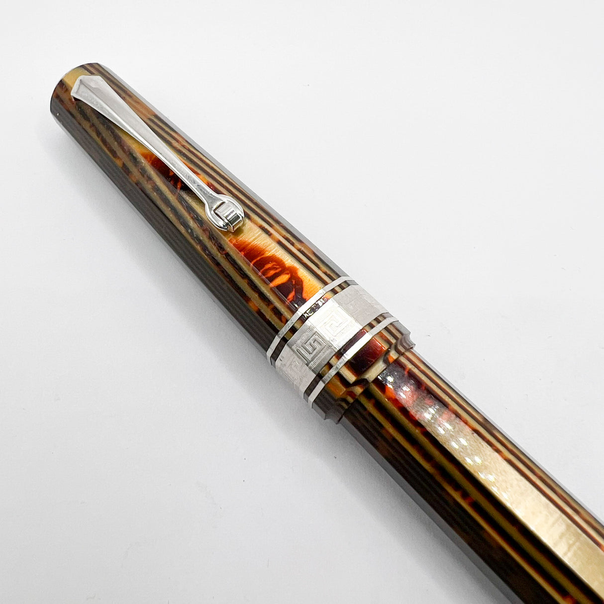 OMAS Original Style Arte Italiana Arco Bronze Celluloid Paragon Fountain Pen (Circa 2000) - High Tech Trim - Fine 18kt Gold Nib