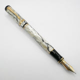 Parker Duofold Centennial (Largest) Lustrous  Pearl & Black Fountain Pen - Broad 18kt Gold Nib